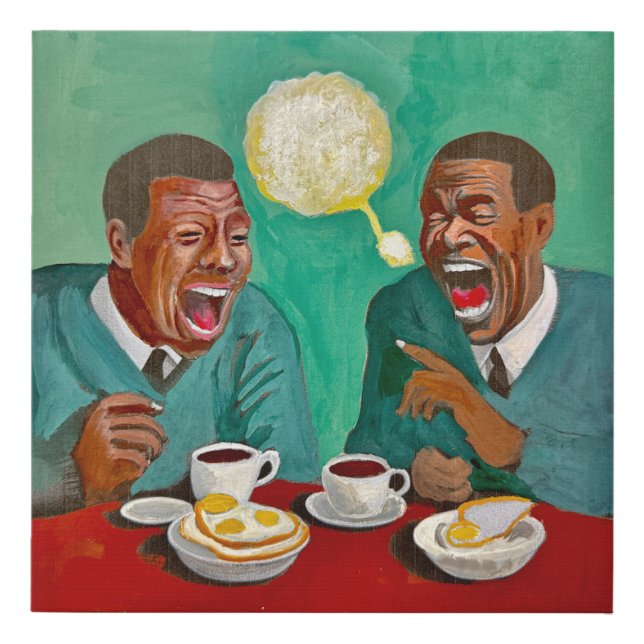Laughter Over Breakfast Faux Canvas Print (Front)