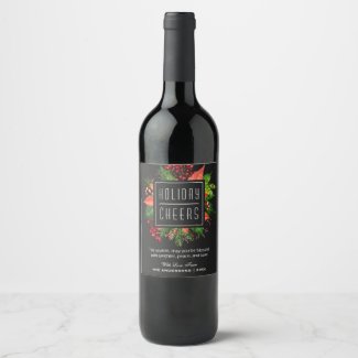 Laughter Peace and Love | Holiday Cheers Floral Wine Label
