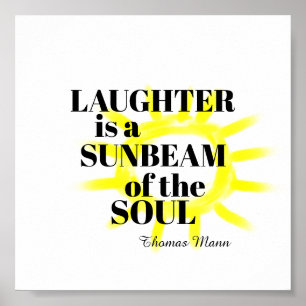 laughter quote yellow and white sunshine art poster