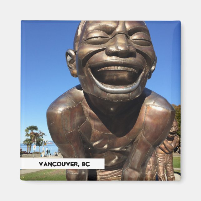 Laughter Statue Vancouver BC Travel Magnet (Front)