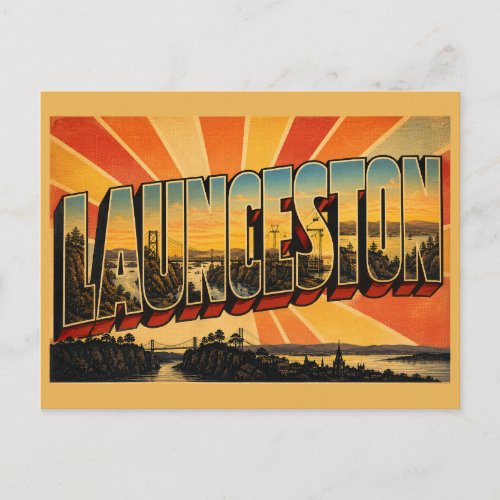 Launceston TAS Vintage Travel Art Postcard