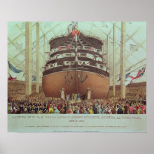 Launch of H.M.S. Royal Albert, Screw Steamer Poster