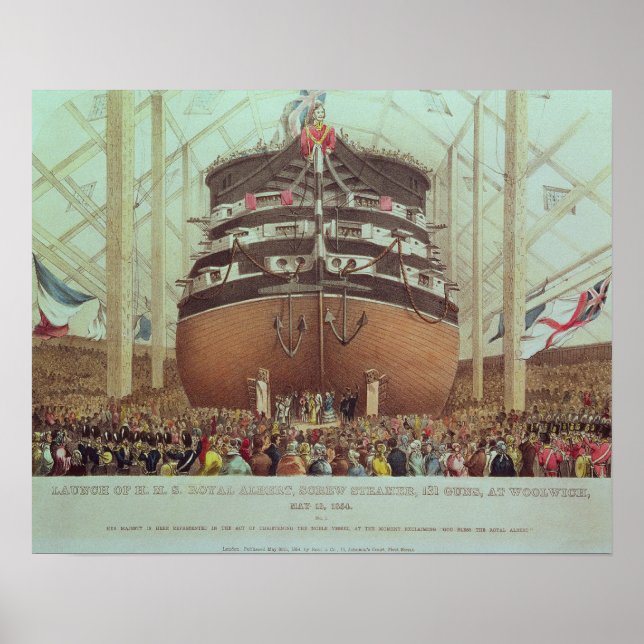 Launch of H.M.S. Royal Albert, Screw Steamer Poster (Front)
