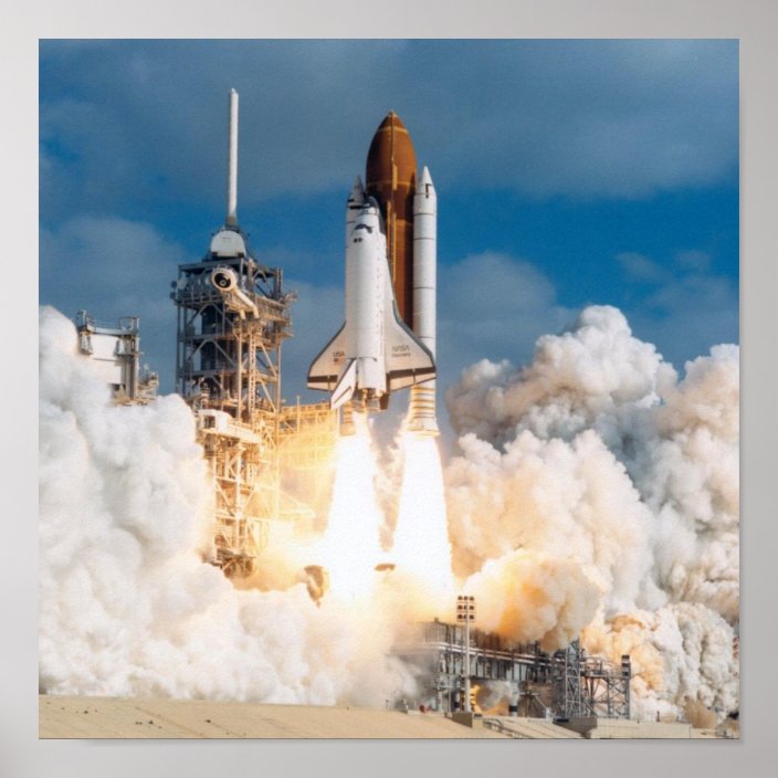 Launch of Space Shuttle Discovery (STS-31) Poster | Zazzle.com