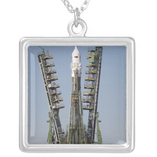 Launch scaffolding is raised into place silver plated necklace