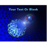 Launch Tube Statuette<br><div class="desc">A slightly modified,  blue,  fractal image appearing to be a hollow cylinder open to the vacuum of space at one end where a blazing star is seen. A sphere,  bearing the same fractal image,  appears in the foreground as if it is moving through the cylinder. Add your own text.</div>