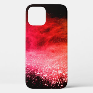 Launched colorful powder, isolated on black backgr iPhone 12 case