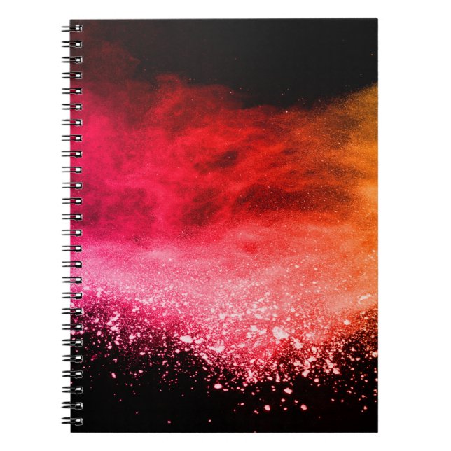 Launched colorful powder, isolated on black backgr notebook (Front)