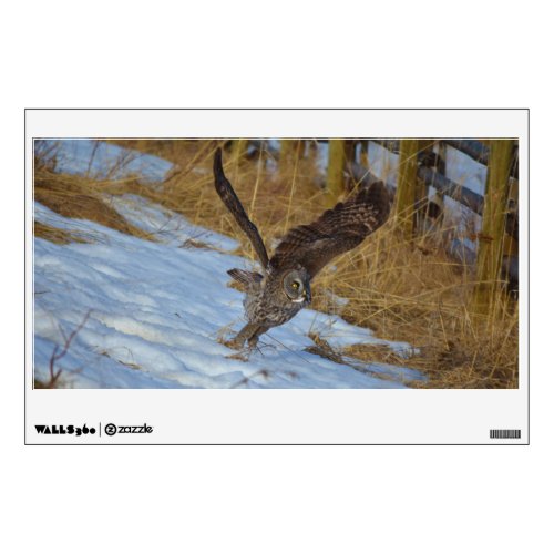 Launching Great Grey Owl and Snow Wildlife Raptor Wall Sticker