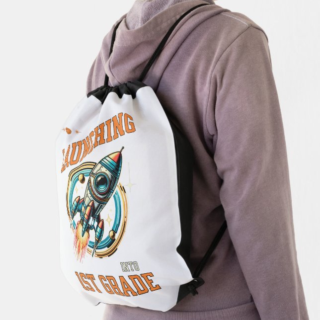 Launching into 1st Grade -Back to School  Drawstring Bag (Insitu)