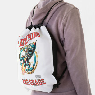 Launching into 2nd Grade -Back to School Drawstring Bag