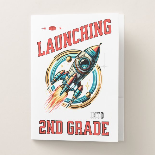Launching into 2nd Grade -Back to School  Pocket Folder (Front)