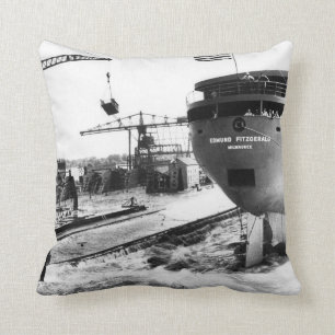 Launching of the Edmund Fitzgerald Mighty Fitz Throw Pillow