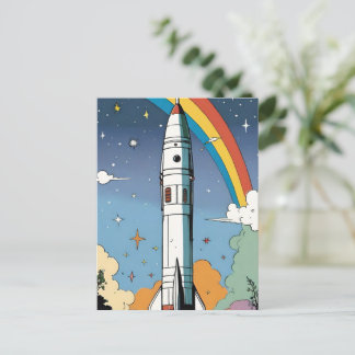 Launching space rocket retro Glossy Poster Postcard