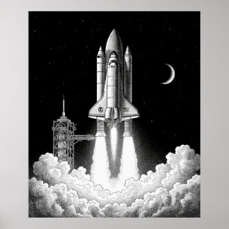 Launching Space Shuttle Poster