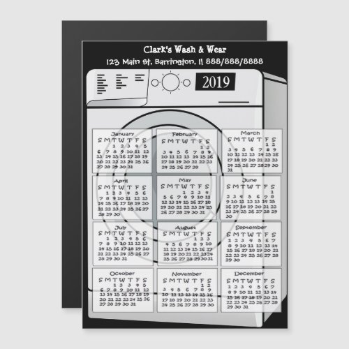 Laundromat Business Mini Calendar Magnet 2019