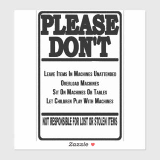 'Laundromat Rules' Laundry Store Overlay Black Sticker