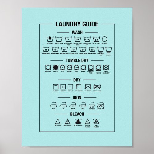 Laundry art print washing guide poster