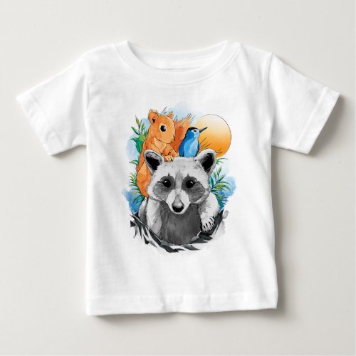 laundry bear squirrels watercolor choke baby T_Shirt