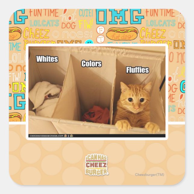Laundry Cat Square Sticker (Front)