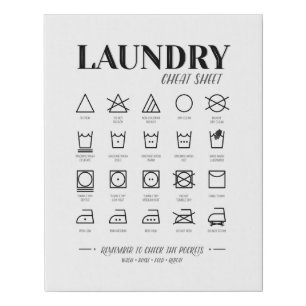 laundry Cheat Sheet Canvas Wrap