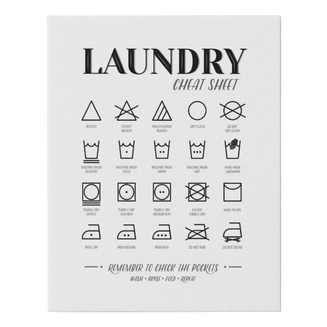 laundry Cheat Sheet Canvas Wrap (Front)