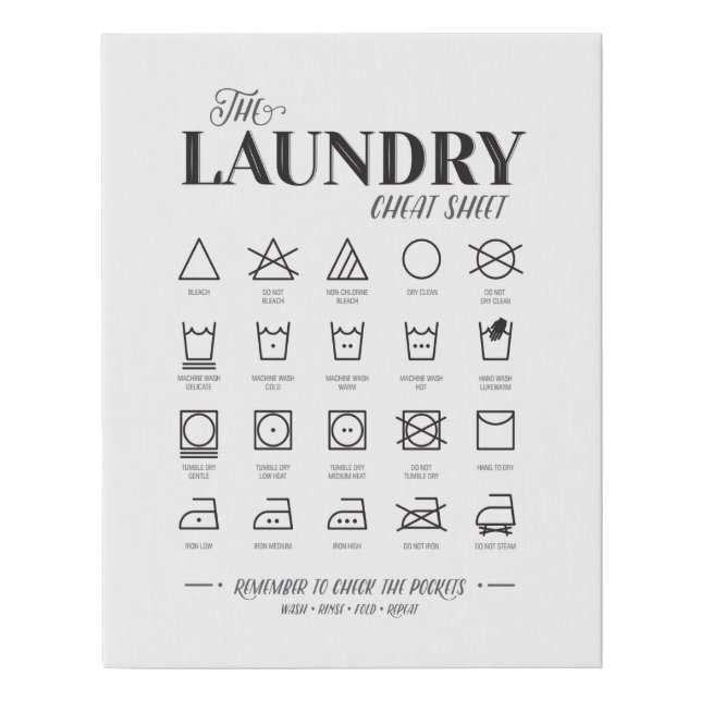 laundry Cheat Sheet Canvas Wrap (Front)