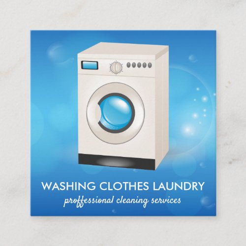 Laundry Cleaning Clothes Washing Machine Square Business Card