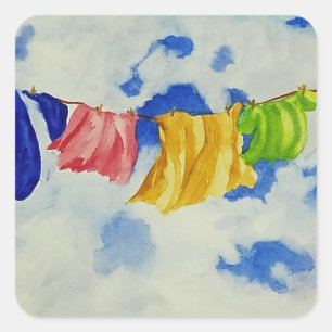 Laundry Clothesline Outdoors Square Sticker