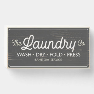 Laundry Co - Wooden Wall Art for Laundry Room Box Sign