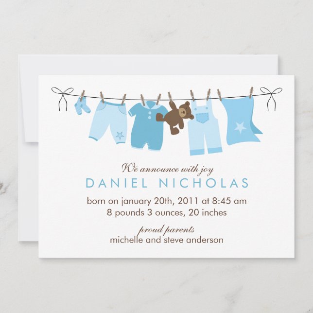 Laundry Day Baby Birth Announcements (Front)