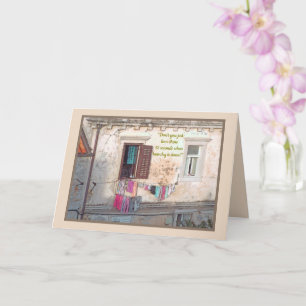 Laundry Day/colorful laundry outside window Card