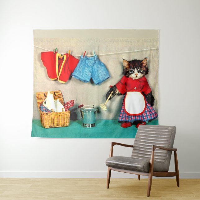 laundry day for tabby kitten tapestry (In Situ (Horizontal))