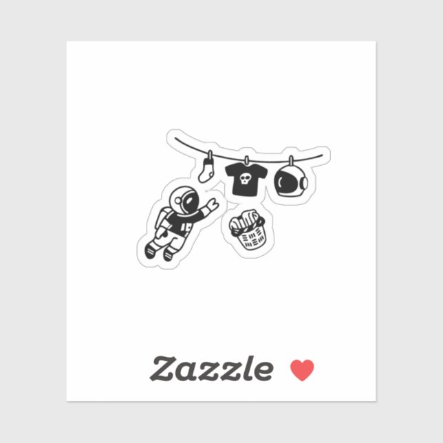 “Laundry Day in Space Minimal Cosmic Humor Design" Sticker (Sheet)