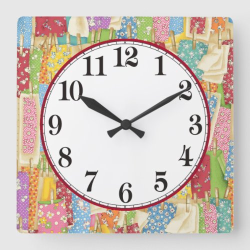 Laundry Day Square Wall Clock
