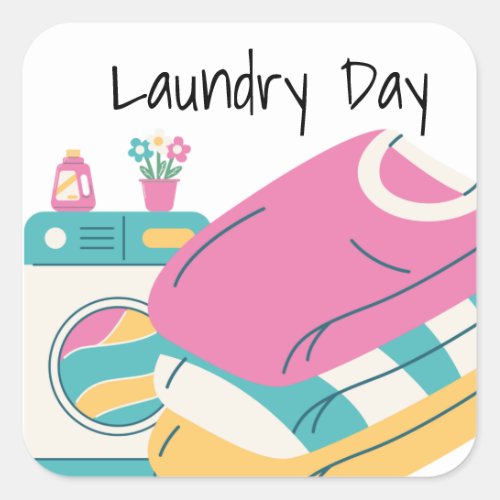 Laundry Day Wash Clothes Planner Diary Square Sticker