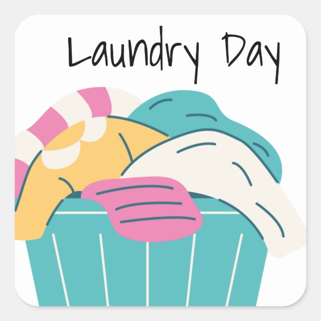 Laundry Day Washing Clothes Planner Diary Square Sticker (Front)