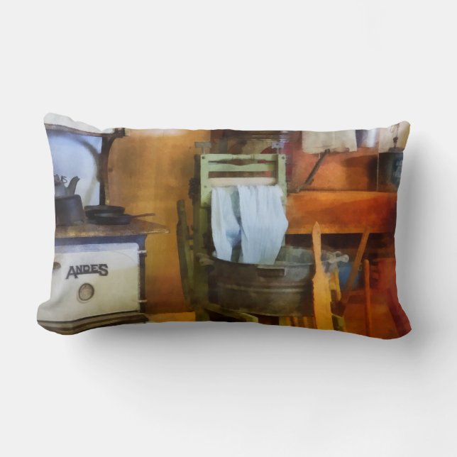 Laundry Drying in Kitchen Lumbar Pillow (Front)