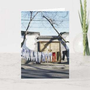 Laundry Drying on Clotheslines Card