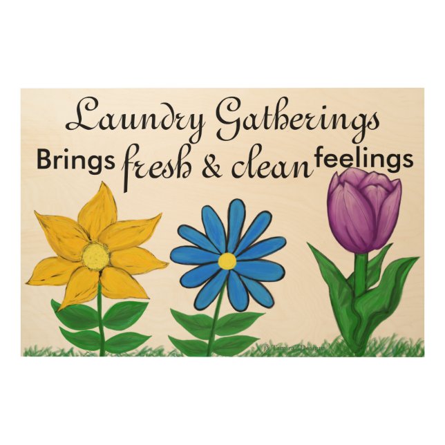 Laundry Gatherings Floral Wood Print (Front)