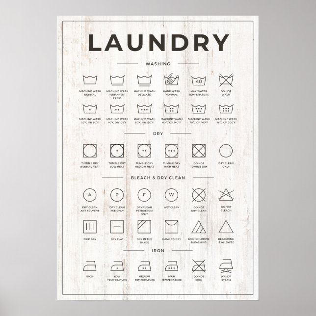 Laundry guide ash wood look poster (Front)