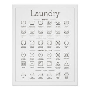 Laundry Guide Black & White EDITABLE TITLE Poster
