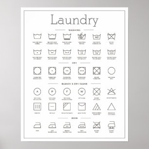 Laundry guide black & white poster