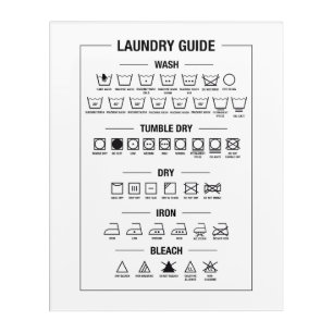 Laundry guide, how to wash, textile care symbols acrylic print