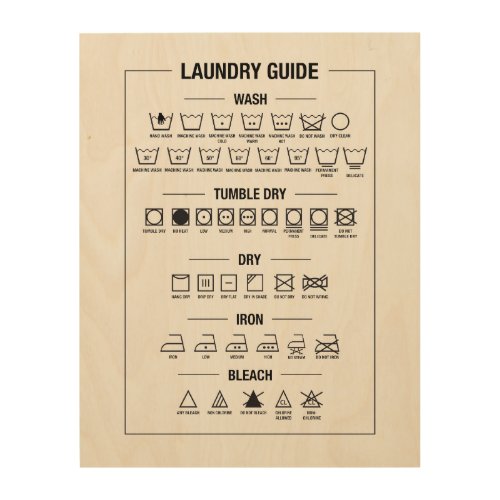 Laundry guide how to wash textile care symbols wood wall art