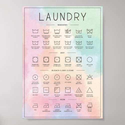 Laundry guide rainbow tie dye poster