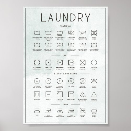 Laundry guide sage watercolour  poster
