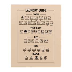 Laundry guide, textile care symbols acrylic print