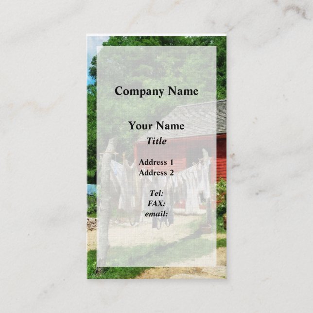 Laundry Hanging on Line Business Card (Front)