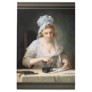 Laundry Maid Ironing by Henry Robert Morland Metal Print